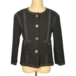Chanel 2013 Black Cotton Tweed 3/4 Sleeve Jacket – Size 40